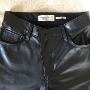 Abercrombie vegan leather pants,size 26 2/Short, crisscross waistband detail